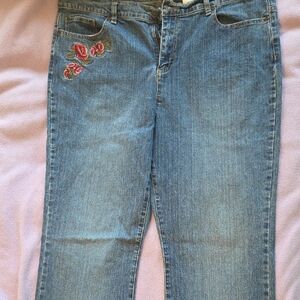 Liz Claiborne Blue Jeans with Red Embroidery